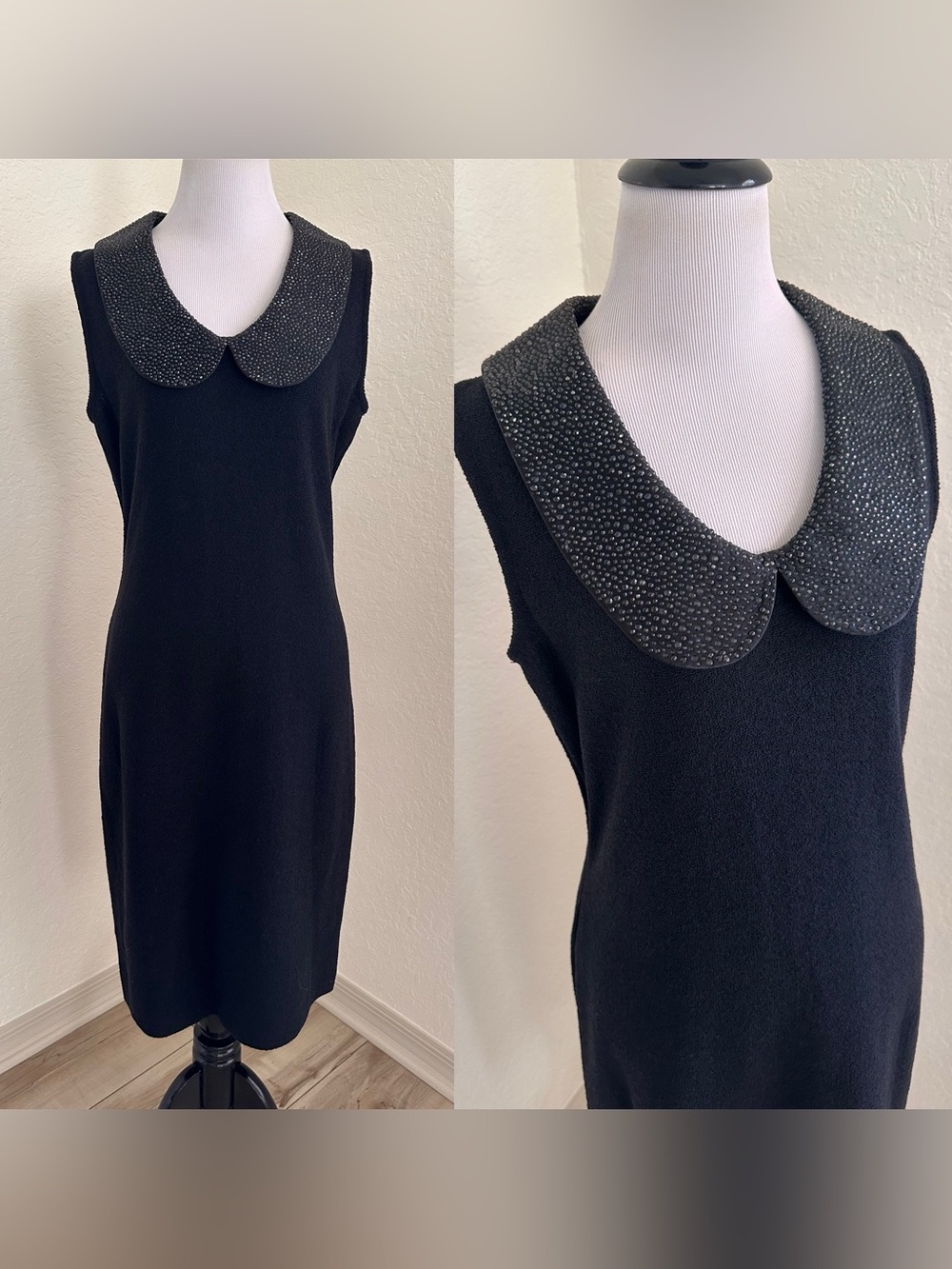 St John Black Santana Knit Sleeveless Dress Size 6